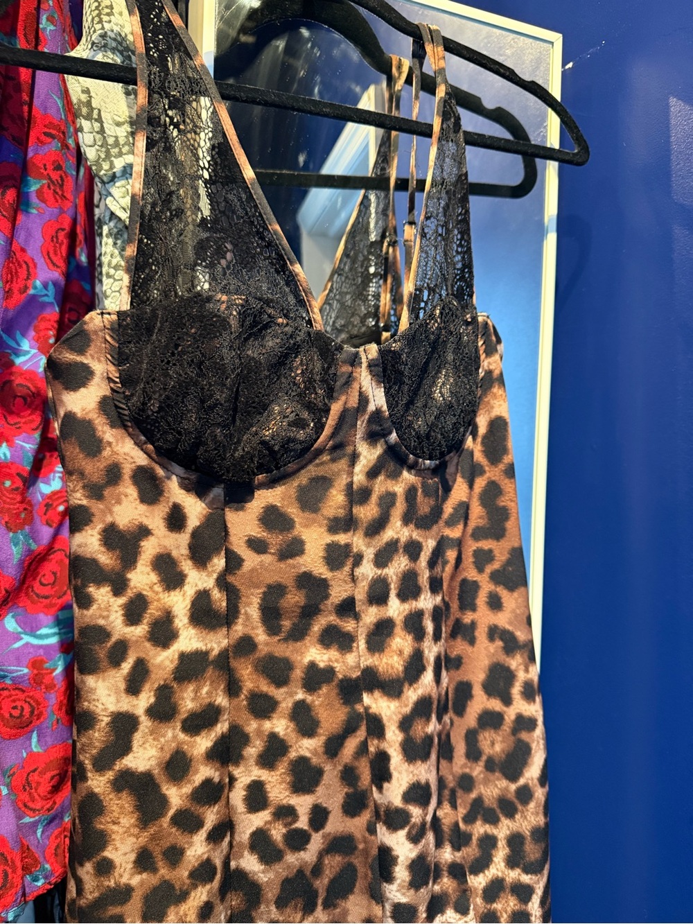 Zara Leopard Print Lace-Trim Slip Dress - Brown, Black